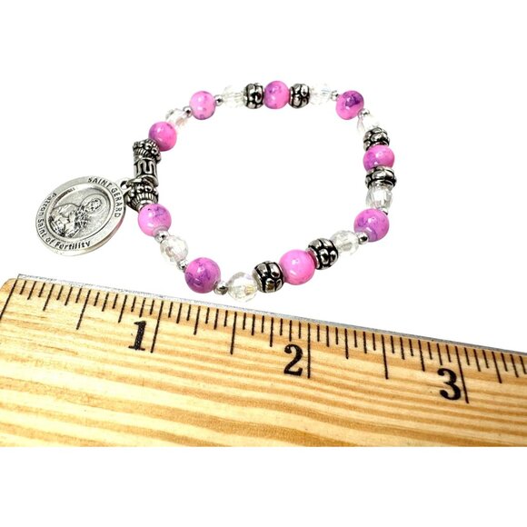 St. Gerard Ladies Fertility Polymer Glass Bead Charm Bracelet Gift - Picture 6 of 9
